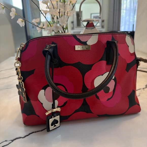Kate Spade Black and Red Floral Satchel - Picture 3 of 11